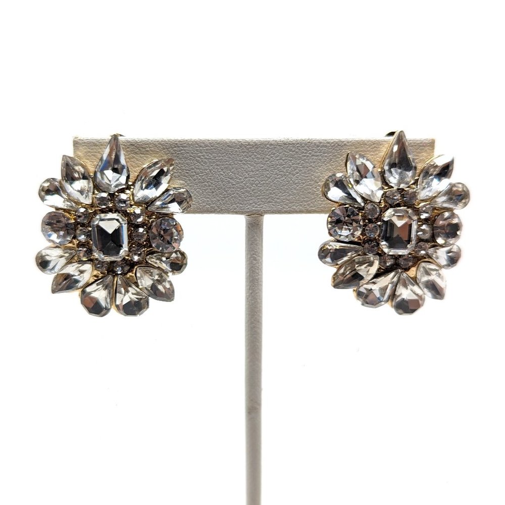 New Clear and Gold Toned Clip On Glamorous Earrings